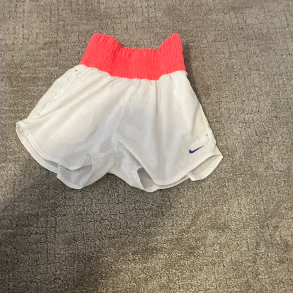 Nike White Shorts with Pink Waistband